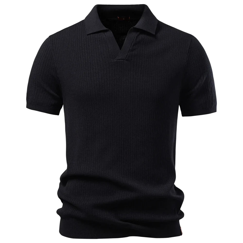 Men's Classic Polo Shirt Solid Color Breathable Elegant Casual Luxury Old Money Style for Men