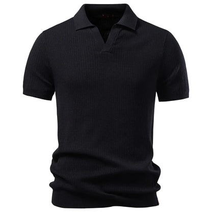 Men's Classic Polo Shirt Solid Color Breathable Elegant Casual Luxury Old Money Style for Men