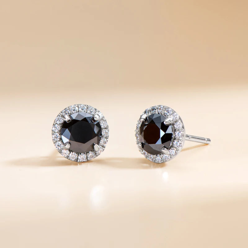 925 Sliver Moissanite Pendant Necklace Stud Earrings Sets Black Diamond Jewelry Set 18k White Gold Plated for Women & Men Gifts