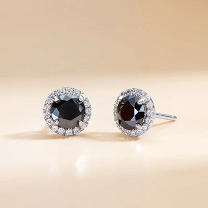 925 Sliver Moissanite Pendant Necklace Stud Earrings Sets Black Diamond Jewelry Set 18k White Gold Plated for Women & Men Gifts
