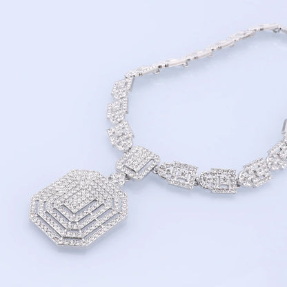 Silver Plated Jewelry Sets For Women Necklace Earrings Bracelet Ring Dubai African Indian Bridal Accessory