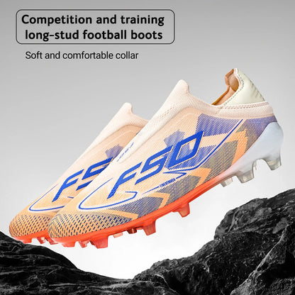 Classic Style AG FG football shoes PU Fabric Ventilated Upper TPU Wearproof Outsole Unisex Kids Outdoor Football Shoes