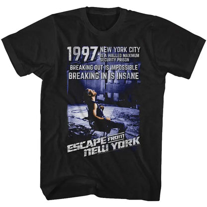 Escape From New York T-Shirt MenSummer Retro Action Movie Graphic Short Sleeve Casual Streetwear Loose Fit Film Fan Tee