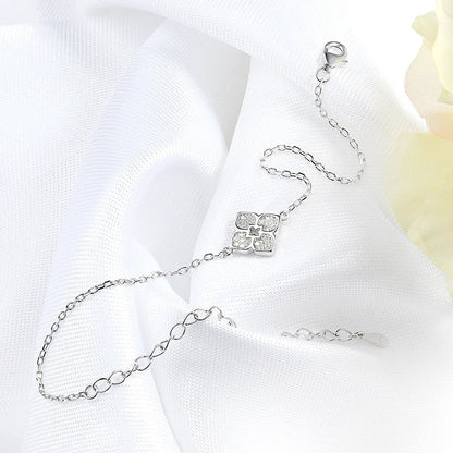 1mm Flowers Moissanite Bracelets for Women 14-20cm Size Adjustable Chain Classic 925 Sterling Silver Jewelry Plated 18K