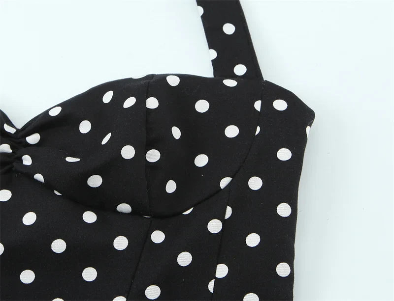 Women's Top 2026 Summer New Style Solid Color Polka Dot Decor Halter Neck Sexy Top Vacation Style Fashionable and Unique