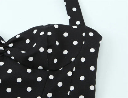 Women's Top 2026 Summer New Style Solid Color Polka Dot Decor Halter Neck Sexy Top Vacation Style Fashionable and Unique