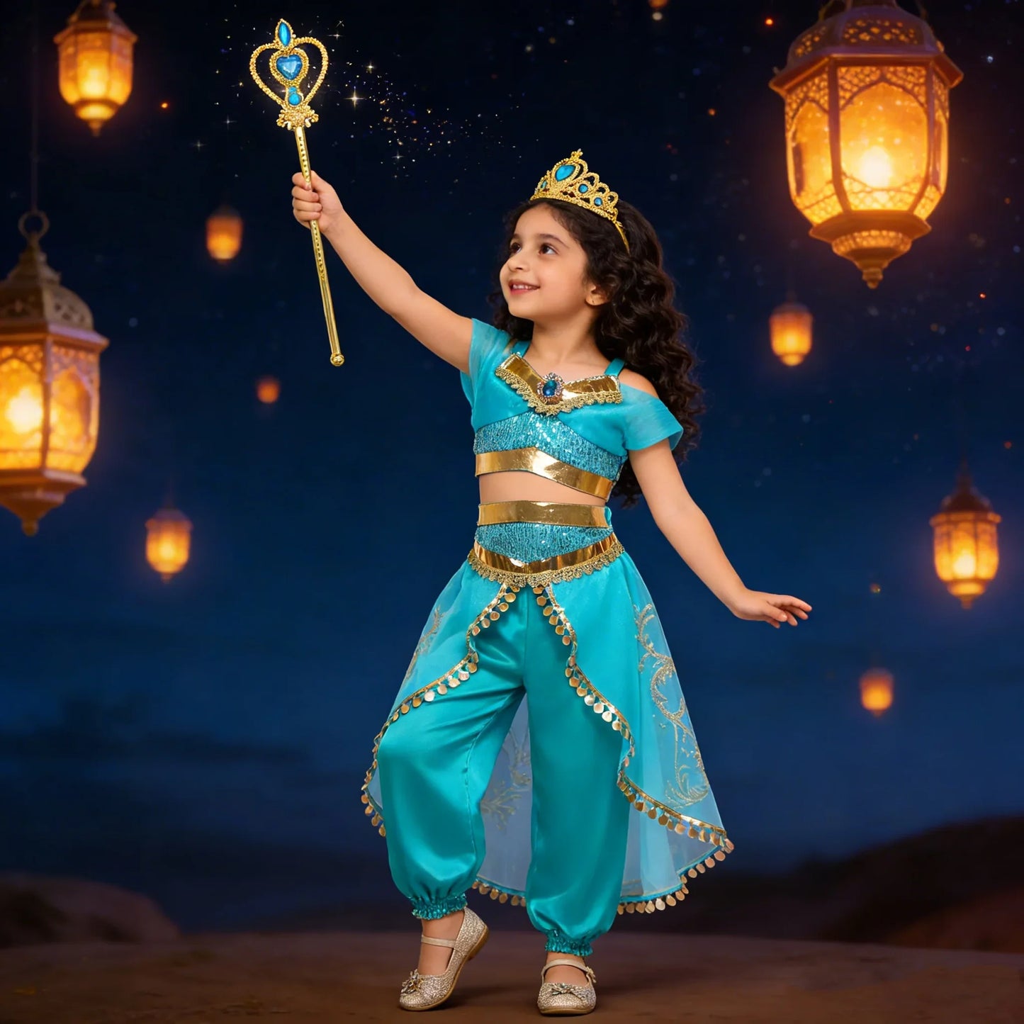 Girls Cosplay Costume Princess Dress Kids Magic Lamp Fancy Birthday Party Dresses Party Clothes 2-12Yrs