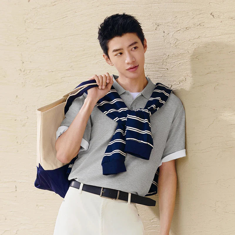 Polo Shirt Men Moisture Wicking Solid Color Short Sleeve T-Shirt 2025 Summer New Slim Fit Top for Active Wear