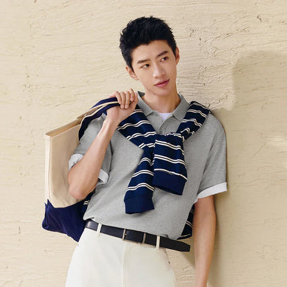 Polo Shirt Men Moisture Wicking Solid Color Short Sleeve T-Shirt 2025 Summer New Slim Fit Top for Active Wear