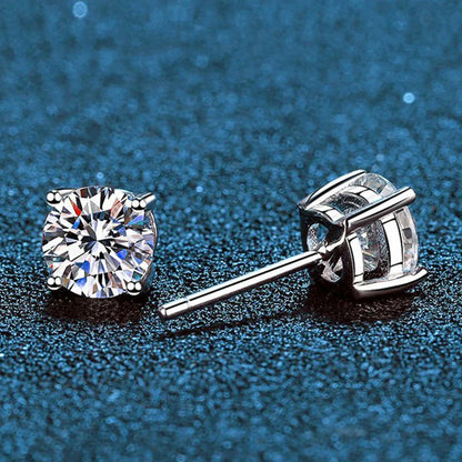 Classic Sterling Silver 925 Gold Silver Four Claw Stud Earrings for Women Weddings Birthdays Moissanite Jewelry Luxury Gift