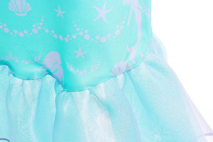 Ariel Cosplay Princess Costume Kids Cartoon Printed Dress Girls Halloween Children Carnival Birthday Party Clothes