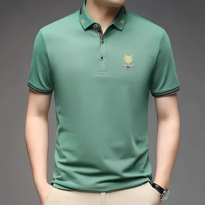 100% Cotton high-End Brand Men's Summer Exquisite Embroidery Short Sleeved Polo Shirt Trend Casual Lapel T-Shirt Men's Clothing