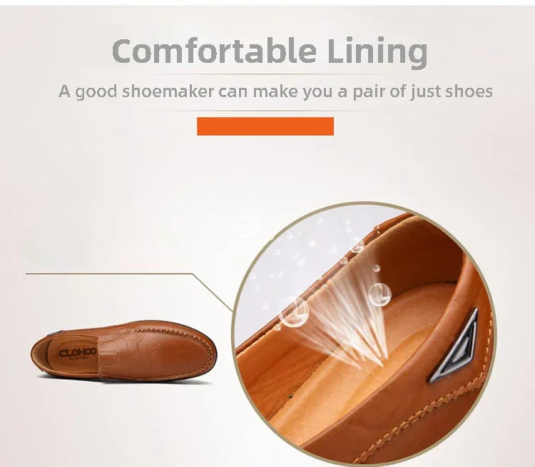 Sapatos Casuais Masculinos de Couro Genuíno Marca de Luxo Mocassins Masculinos Respiráveis Slip-on Sapatos de Condução Pretos Tamanhos Grandes 37-47