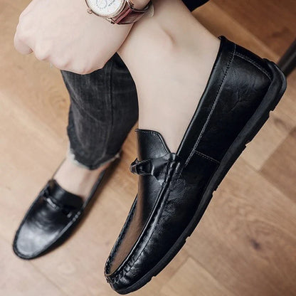 Summer men's loafers soft soled men's leather shoes comfortable driving shoes