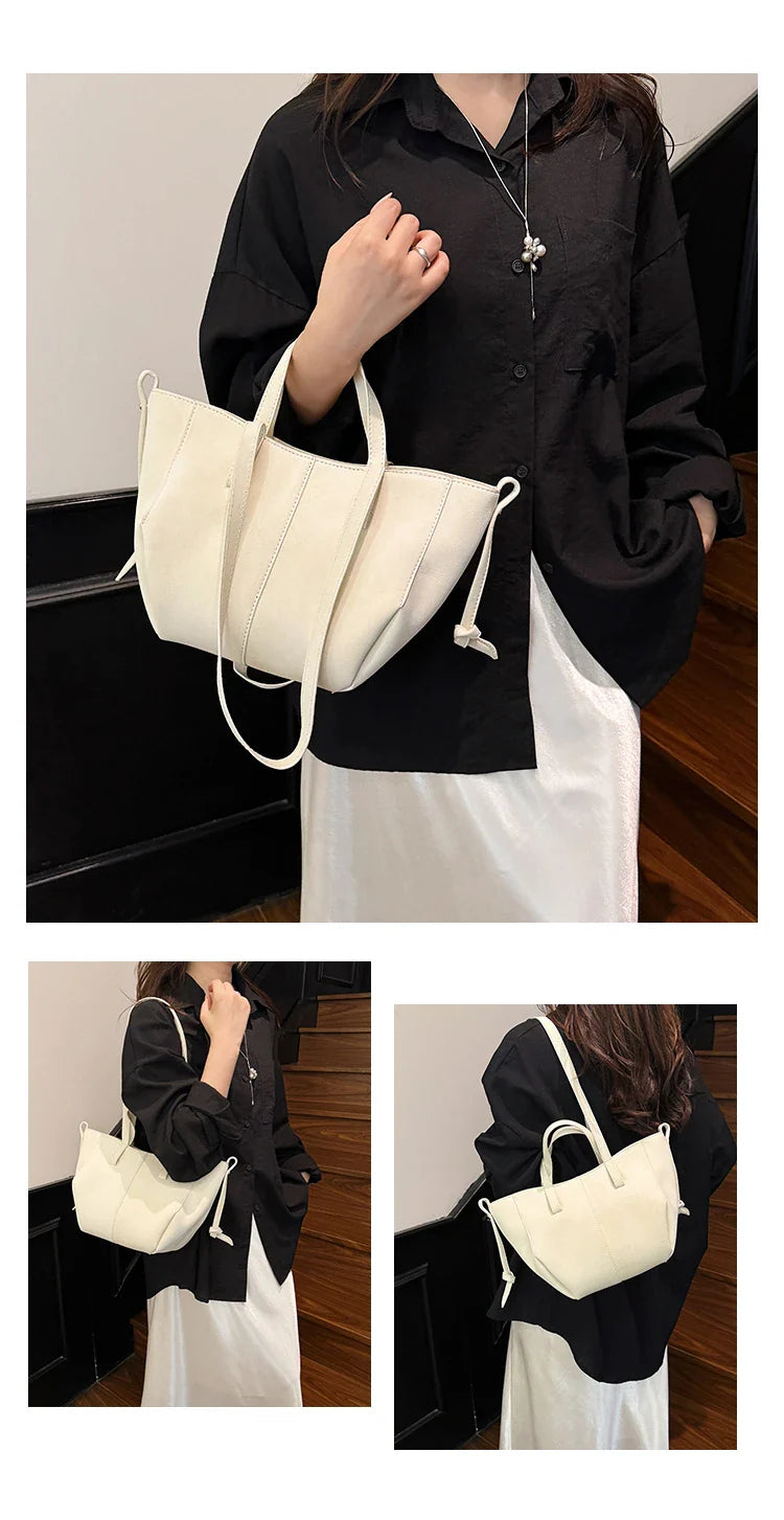 2025 Hot Sale Autumn Soft Women's Handbags Faux Suede Solid Color Large Capacity Shoulder Bag Casual Versatile Ladies Bags