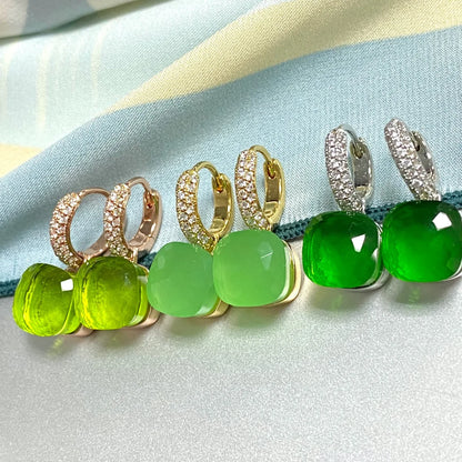 Classic Candy Color Earrings Inlay Transparent Zircon 27Colors Crystal Earrings Platinum Plated Fashion Jewelry For Women