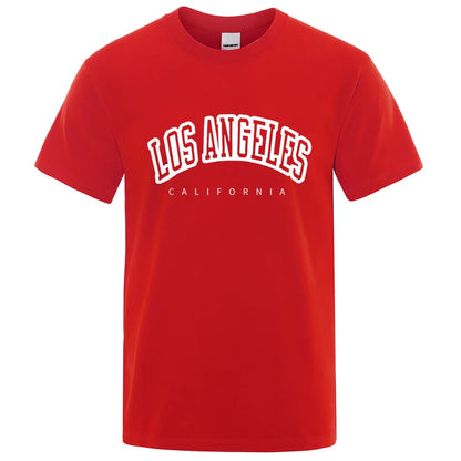 Los Angeles, California Usa City Letter Mens T-Shirts Loose T-Shirts Cotton Breathable T-Shirt Oversized Tops Quality Brand Tops