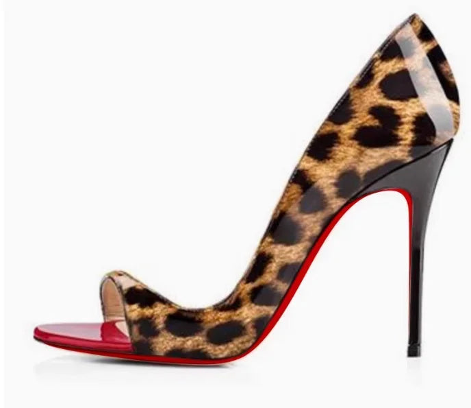 New black patent leather and red lining 12cm sexy fish mouth shoes, shallow mouth super high heels, plus size shoes 33-46