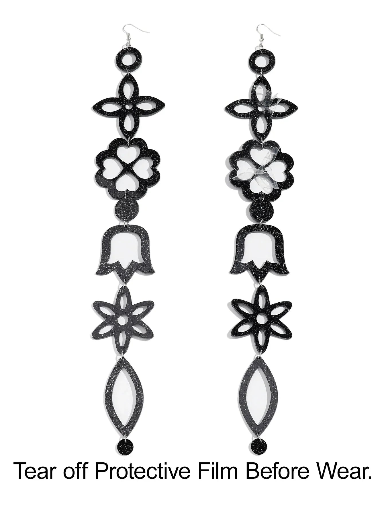 Extra Long Irregular Geometric Acrylic Drop Earrings Exaggerated Flower Bell Pattern Pendant Earring for Women Punk Jewelry Gift