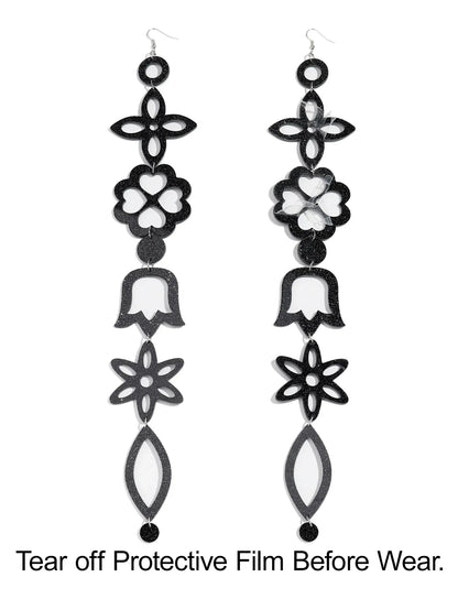 Extra Long Irregular Geometric Acrylic Drop Earrings Exaggerated Flower Bell Pattern Pendant Earring for Women Punk Jewelry Gift
