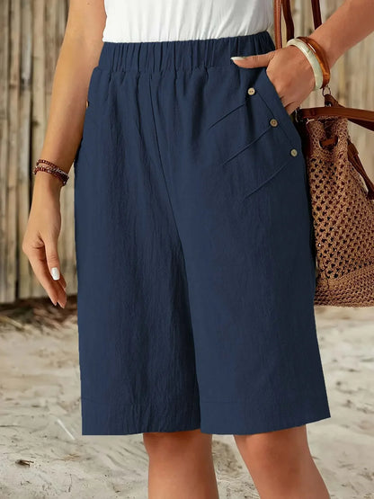 Women's 2025 Summer Shorts - High Waist 5-Inch Casual Lounge Shorts, Solid Color Straight Leg Home & Outdoor Wear