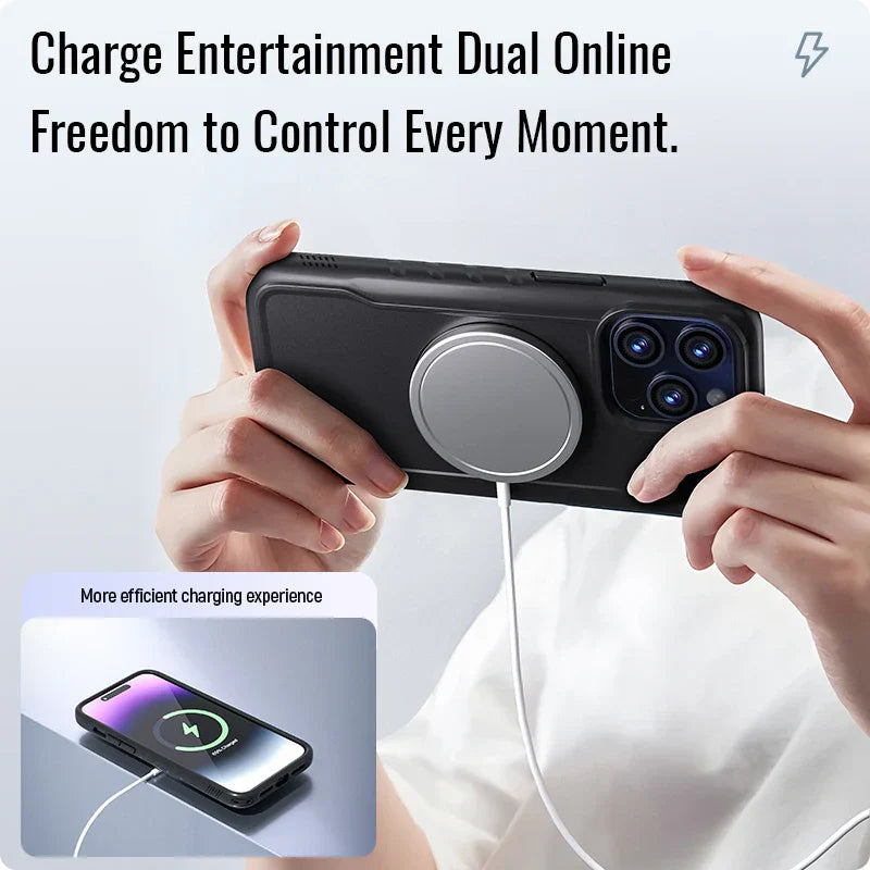 Magnetic Shockproof Case for iPhone 17 16 15 14 13 Pro Max Charging Protective Cover for Quad-style Bike/Motorcycle Mount/Holder