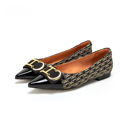 Women's Lefu Shoes New Spliced Pointed Anti slip Flat Casual Shoes Business Shoes