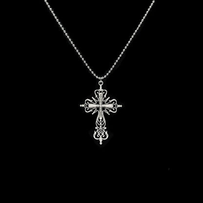 Gothic Big Zircon Cross Necklace Unisex Y2K Irregular Goth Large Cross Pendant Necklaces  for Men Women Couple Necklace Jewelry
