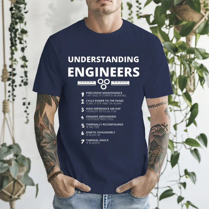 Understanding Engineers Funny Sarcastic T Shirt Men Casual Short Sleeve Graphic Tees T-Shirts Engineering Humor Streetwear Gift