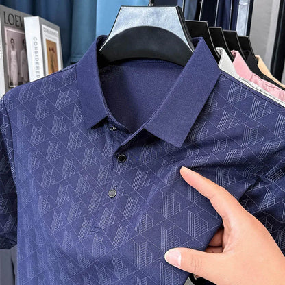 Hot Luxury Brand Man Short-Sleeved Polo Shirt Button Lapel European American Style Spring New T-Shirt Casual Fashion Men's Wear