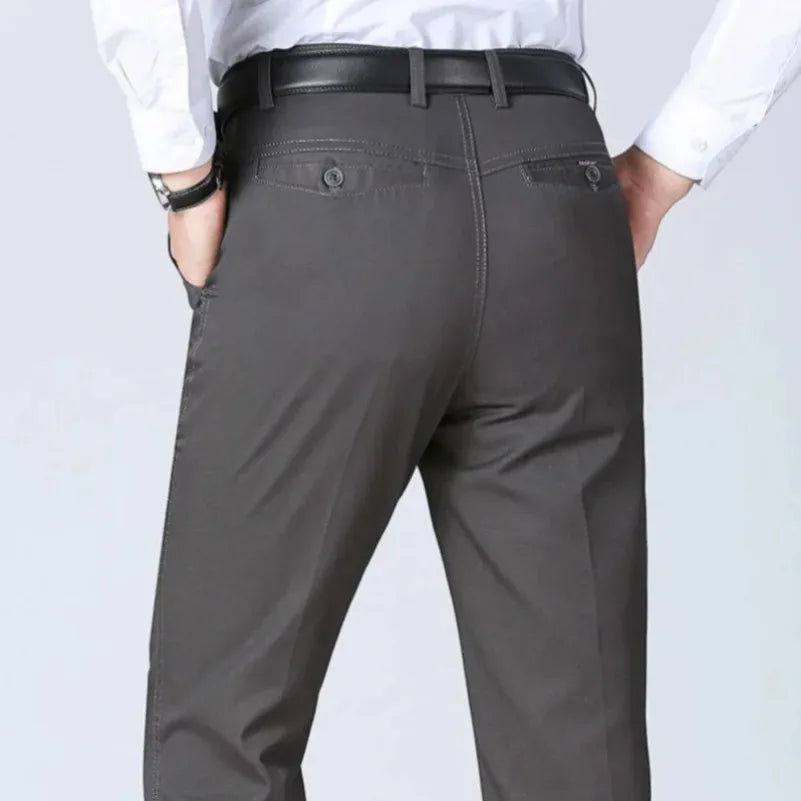 Men's 100% Cotton Autumn Thick Summer Thin Trousers Fashion Cargo Pants Smart Casual Solid Khaki Gray Brand Suit Pant GOZBKF