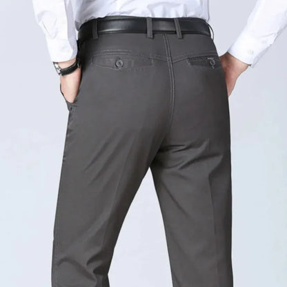 Men's 100% Cotton Autumn Thick Summer Thin Trousers Fashion Cargo Pants Smart Casual Solid Khaki Gray Brand Suit Pant GOZBKF