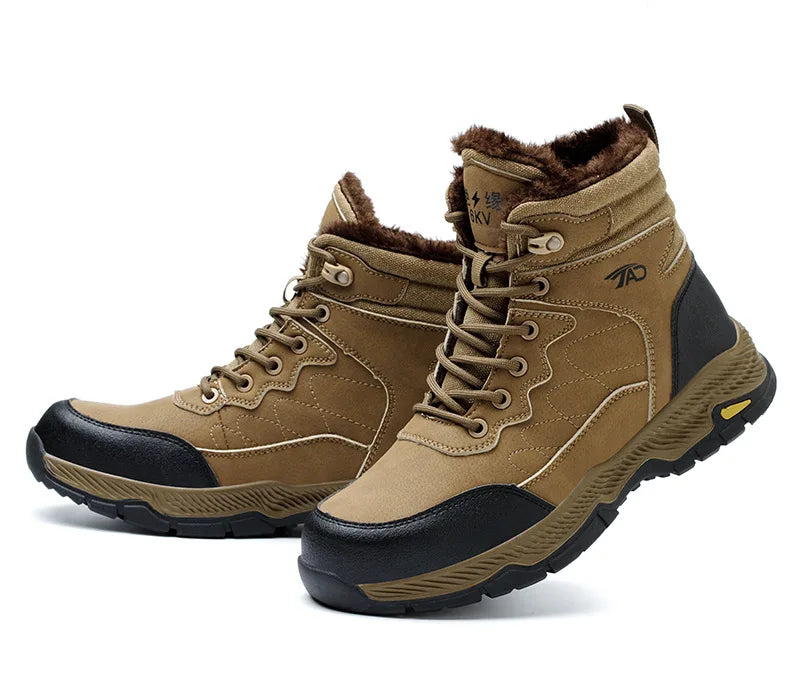 Insulated Anti Smashing  Anti Stabbing Welding Shoes for Safety Work Electricians Use Plush and Thickened Labor Protection Shoes