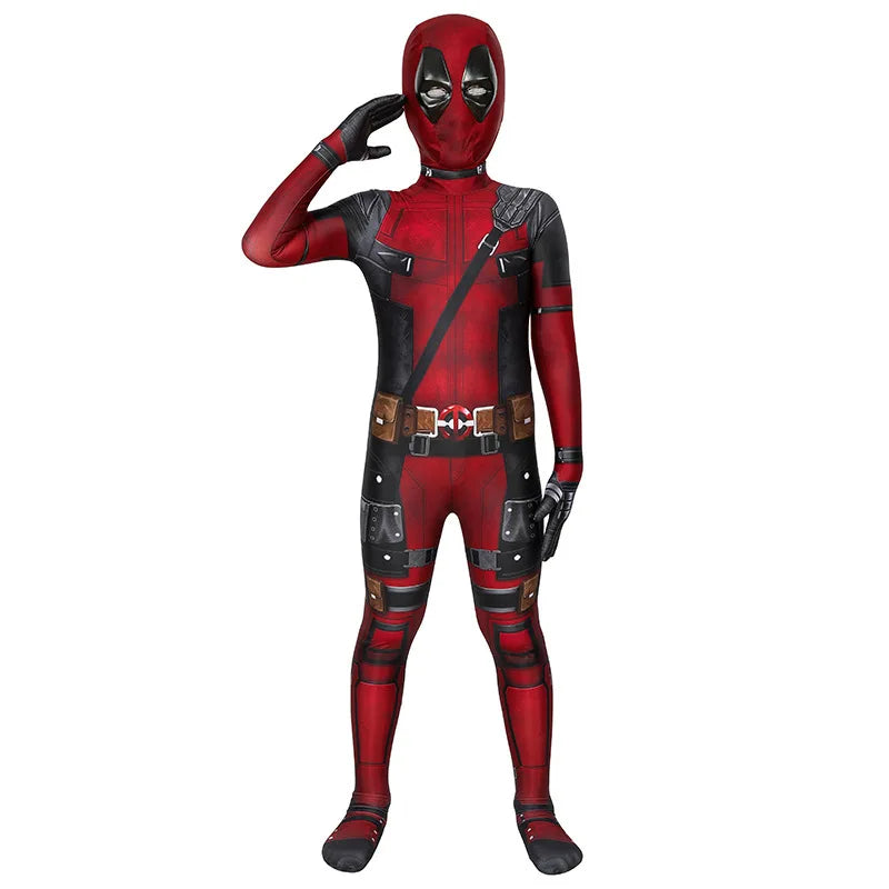 PU Sword Won‘t Break High Quality Deadpool Costume Kid Halloween Cosplay Costume Deadpool Suit Jumpsuit Deadpool Child Costume
