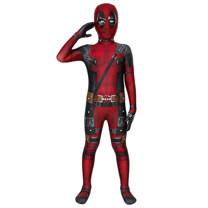PU Sword Won‘t Break High Quality Deadpool Costume Kid Halloween Cosplay Costume Deadpool Suit Jumpsuit Deadpool Child Costume