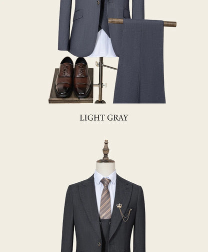 High-end Brand Formal Business Men's Suits Single Breasted Solid Color Slim Fit Suit wedding three-piece
