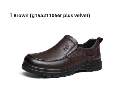 Golden Camel Men's Shoes 2026 New Business Casual Soft Sole Leather Shoes Brand Design Soft Soles Non-slip Velvet Warm Loafers