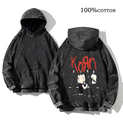 World Tour Hoodies Vintage Washed Men's Sweatshirts Cotton Hip Hop Streetwear Hooded Pullover Loose Y2K Tops