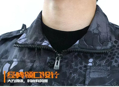 Labor Insurance Cloth Uniform Men's Soft Tracksuit Outdoor Suit Designer Clothes Black Python Pattern Wear-resistant Overalls