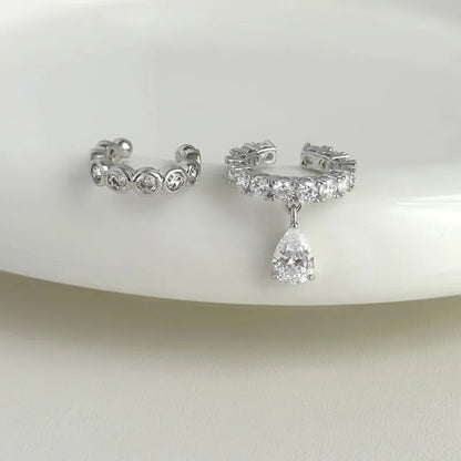 Silver Color Zirconia Pearl Clip On Earrings for Women Geometric Ear Cuff Without Piercing Girl Jewelry Gifts