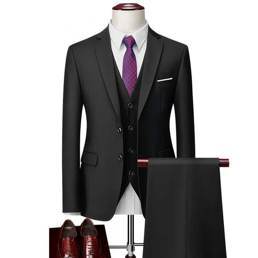 Classic Wedding Tuxedos Casual Solid Suits Slim Fit 3/2 Pieces Groomsmen Suit Male Formal Business Men Clothing