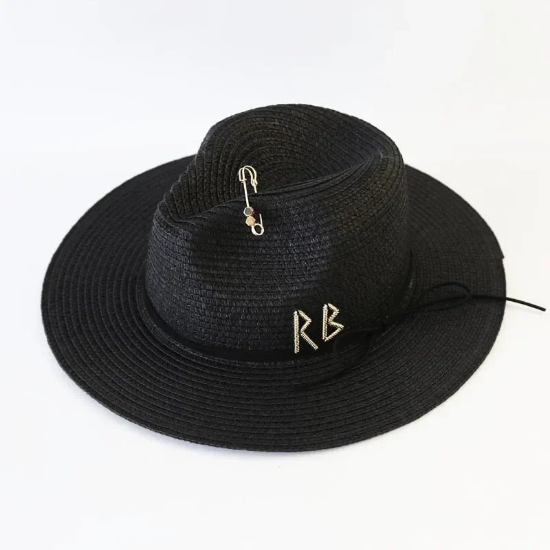 Big Size  Summer Sun Hats Ladies Fashion Girl Beach Straw  Hat Luxury Grass Jazz Top Panama Hat Womens 60cm Large Head