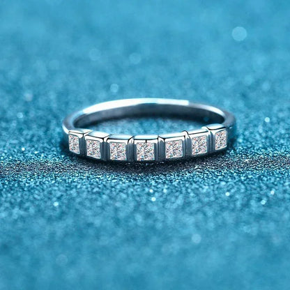 All Princess Cut Moissanite Ring for Women 925 Sterling Silver Rings with White Gold Plated Wedding Proposal Promise Band