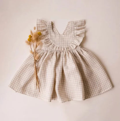 Cute Toddler Girl Dress For Party Pink Summer Baby Girl Dress Linen Cotton Girl Clothes