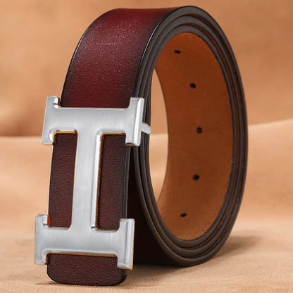 New Retro Smooth Buckle Belt Men's Oversized Leather Pure Cowhide Letter Belt Designer Belts Men High Quality