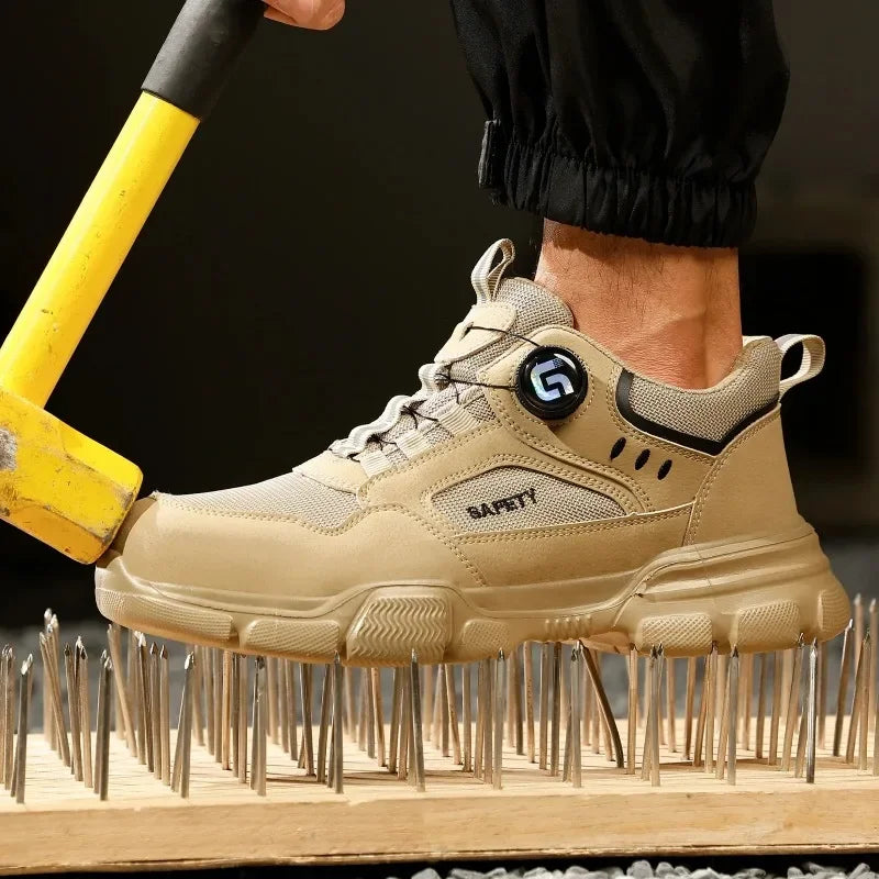Men's Lightweight Safety Shoes Steel Toe Breathable Anti-Smashing Comfortable Puncture Resistant Work Footwear