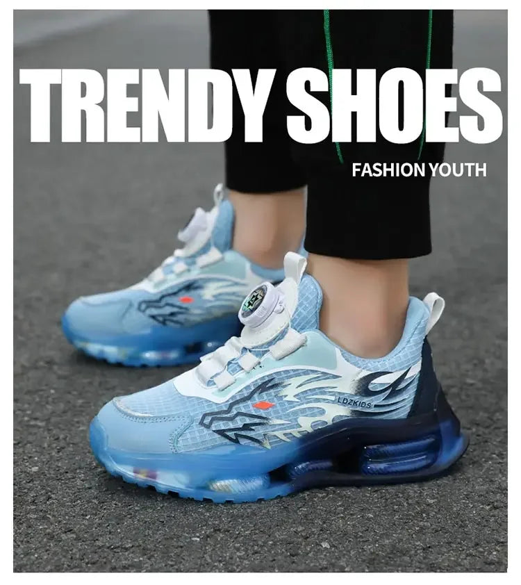 New Anti-skid Leather Kids Sneakers for Boys Running Walking Lightweight Casual Shoes With Fashion Dragon Pattern Size 28-39