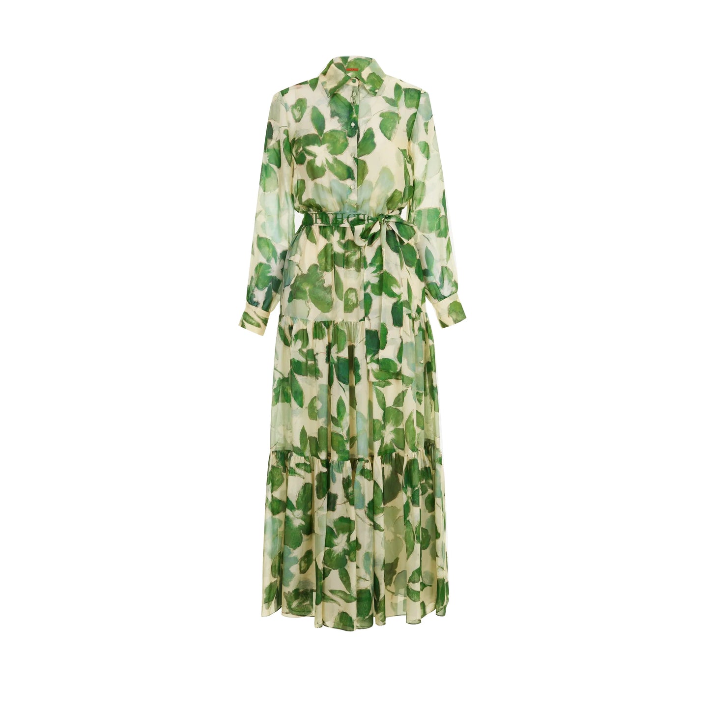 Dresses Women's New Belted Chiffon Print V-neck Chic Slim Long Dress Fashion Elegant Holiday Street Women's Dress