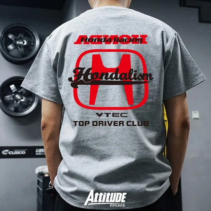 2026 VTEC Racing Club T-shirt JDM Car Enthusiast Graphic T-shirt Men's Pure Cotton Street Style Top