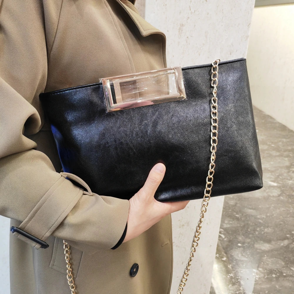 Fashion Shiny Women Clutch bag Luxury Stylish Party lady Clutches Chain ladies Shoulder Crossbody bags PU Leather Handbag bolsa